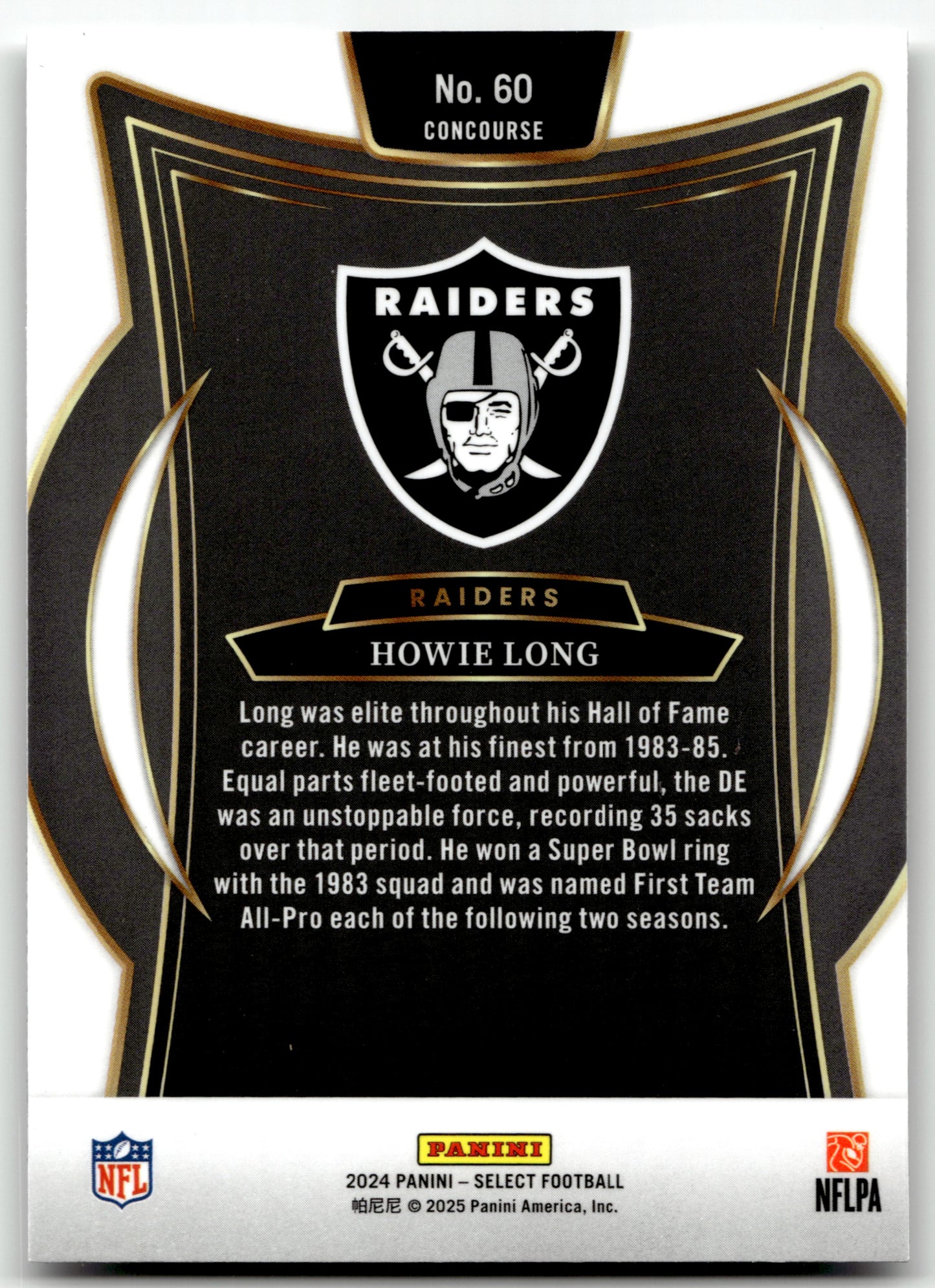 Howie Long - #60 - 2024 Panini Select - Panini