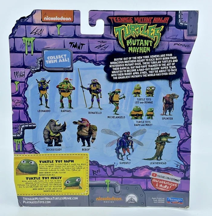 TMNT Mutant Mayhem Turtle Tots Raph & Mikey Figures with Figure Protector