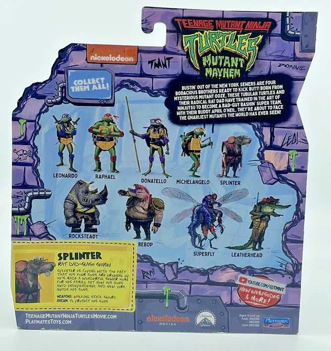 TMNT Mutant Mayhem Splinter Master Sensei Figure with Figure Protector