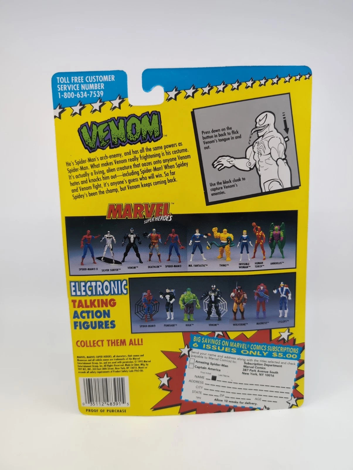 1992 - Marvel Super Heroes - Venom Flick Tongue - Toy Biz