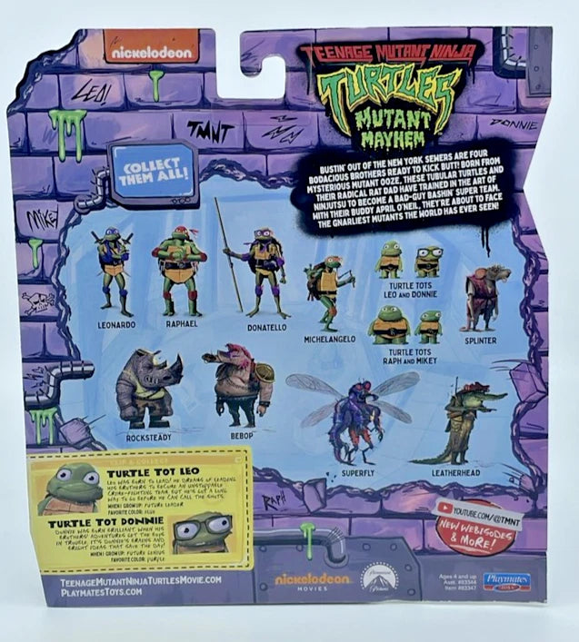 TMNT Mutant Mayhem Leo & Donnie Action Figures Playmates with Figure Protector