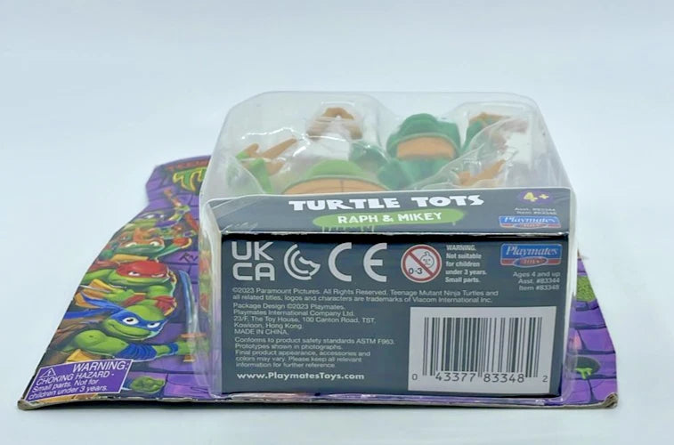 TMNT Mutant Mayhem Turtle Tots Raph & Mikey Figures with Figure Protector