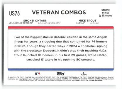2024 Topps Veteran Combos: Shohei Ohtani / Mike Trout US76