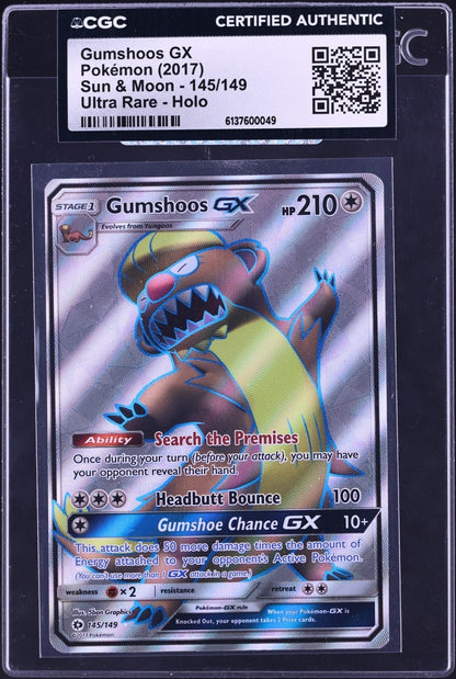 2017 Pokemon Sun & Moon Full Art Gumshoos GX #145 CGC AUTH
