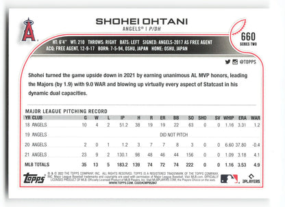 2022 Topps Shohei Ohtani Los Angeles Angels #660