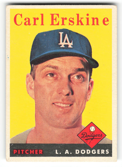 1958 Topps Carl Erskine Los Angeles Dodgers #258