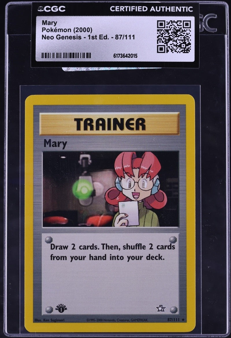 2000 Pokemon Neo Genesis 1st Edition Mary #87 CGC AUTH