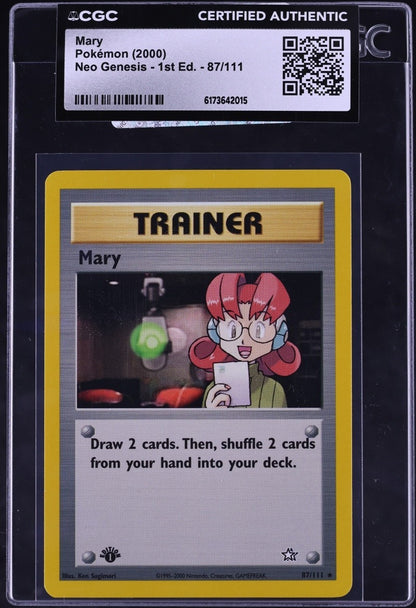 2000 Pokemon Neo Genesis 1st Edition Mary #87 CGC AUTH