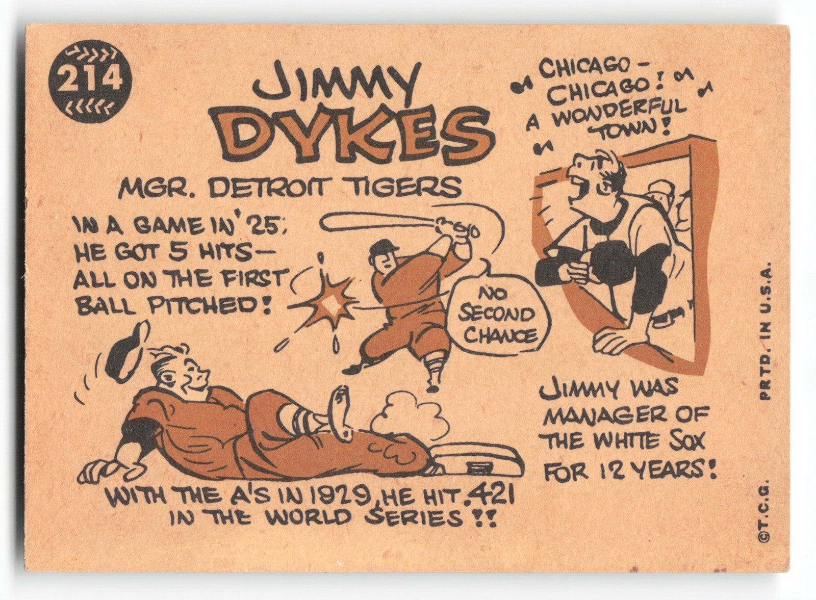 1958 Topps Jimmie Dykes Detroit Tigers #214