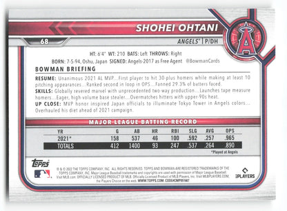 2022 Bowman Shohei Ohtani Los Angeles Angels #68