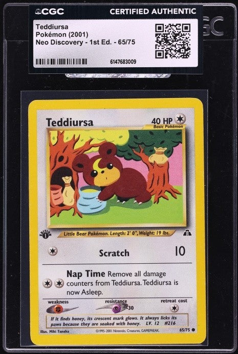 2001 Pokemon Neo Discovery 1st Edition Teddiursa #65 CGC AUTH