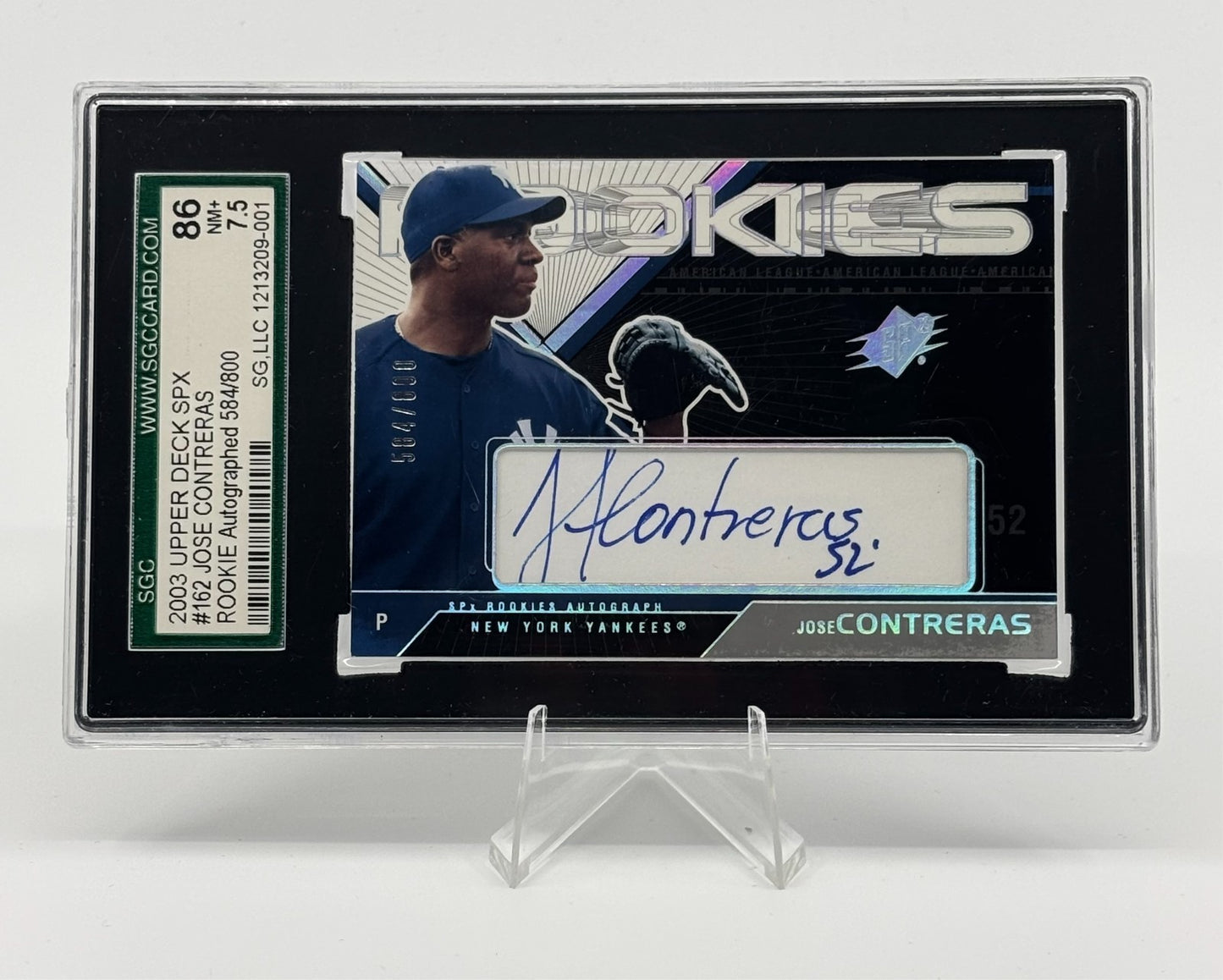 2003 Upper Deck SPX #162 Jose Contreras Rookie Auto /800 SGC 7.5