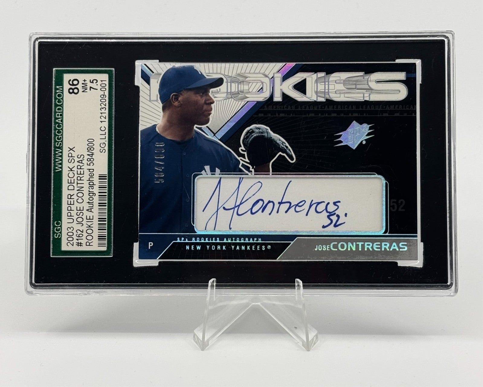 2003 Upper Deck SPX #162 Jose Contreras Rookie Auto /800 SGC 7.5