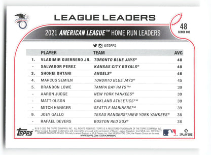 2022 Topps AL HR Leaders (Vladimir Guerrero Jr./Salvador Perez/Shohei Ohtani)
