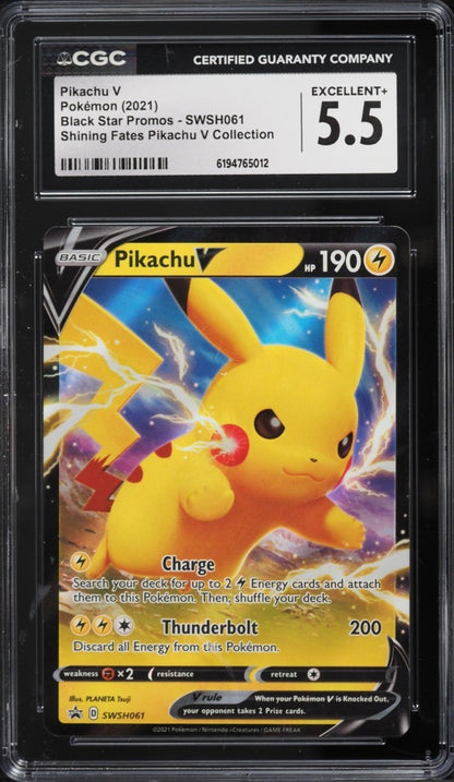 Pikachu V SWSH061 SWSH: Sword & Shield Promo Cards Holo CGC 5.5