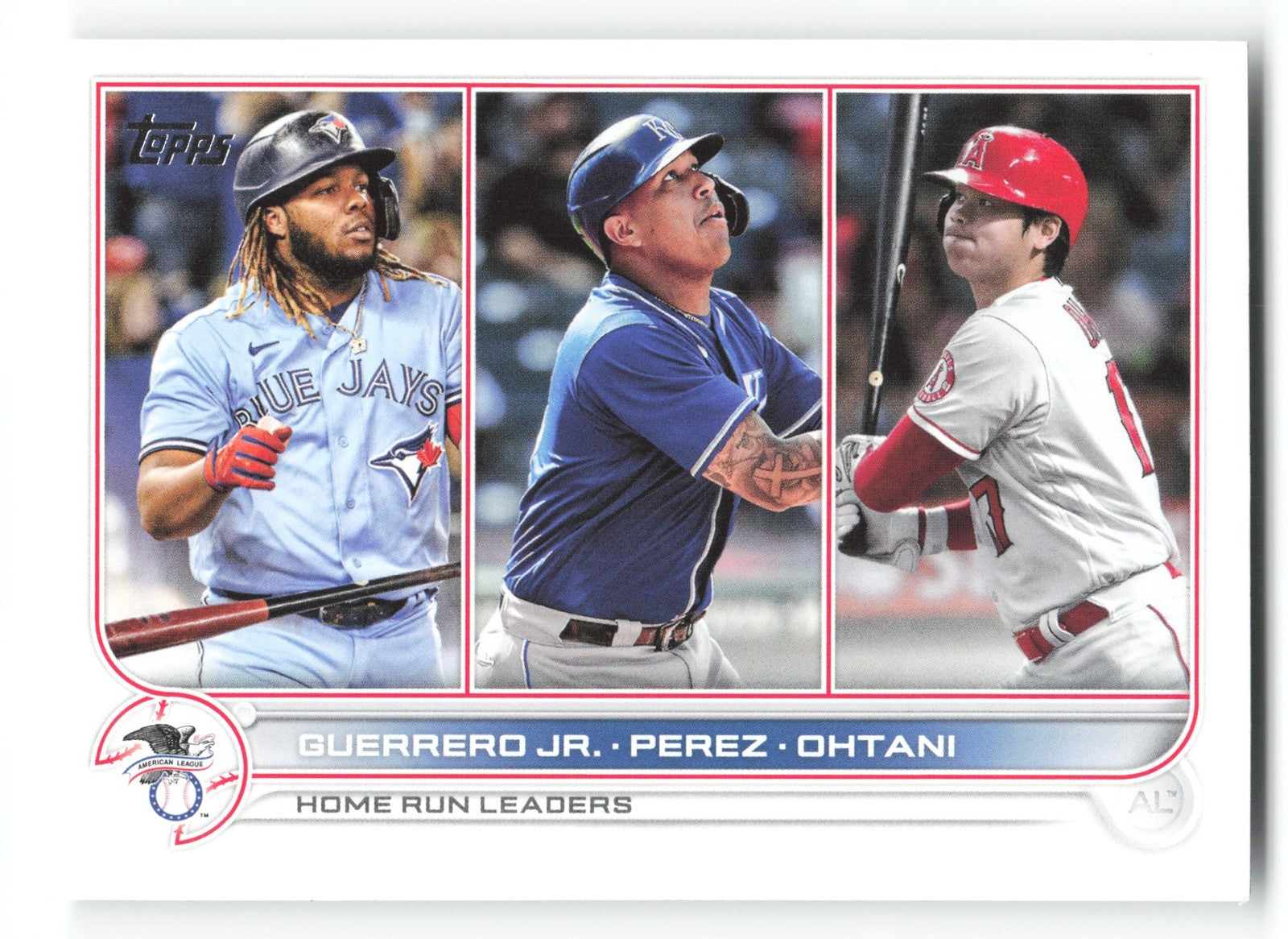 2022 Topps AL HR Leaders (Vladimir Guerrero Jr./Salvador Perez/Shohei Ohtani)
