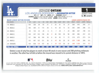 2025 Topps Shohei Ohtani Los Angeles Dodgers #1