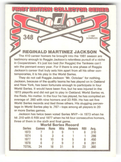 1981 Donruss Reggie Jackson New York Yankees #348