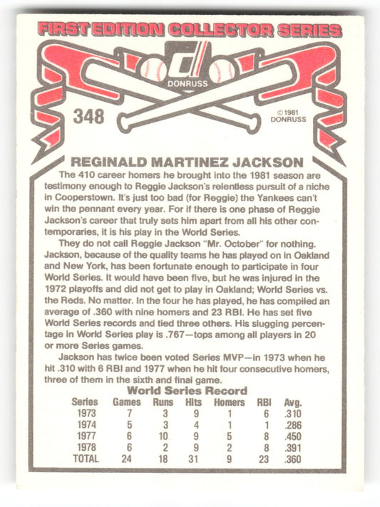 1981 Donruss Reggie Jackson New York Yankees #348
