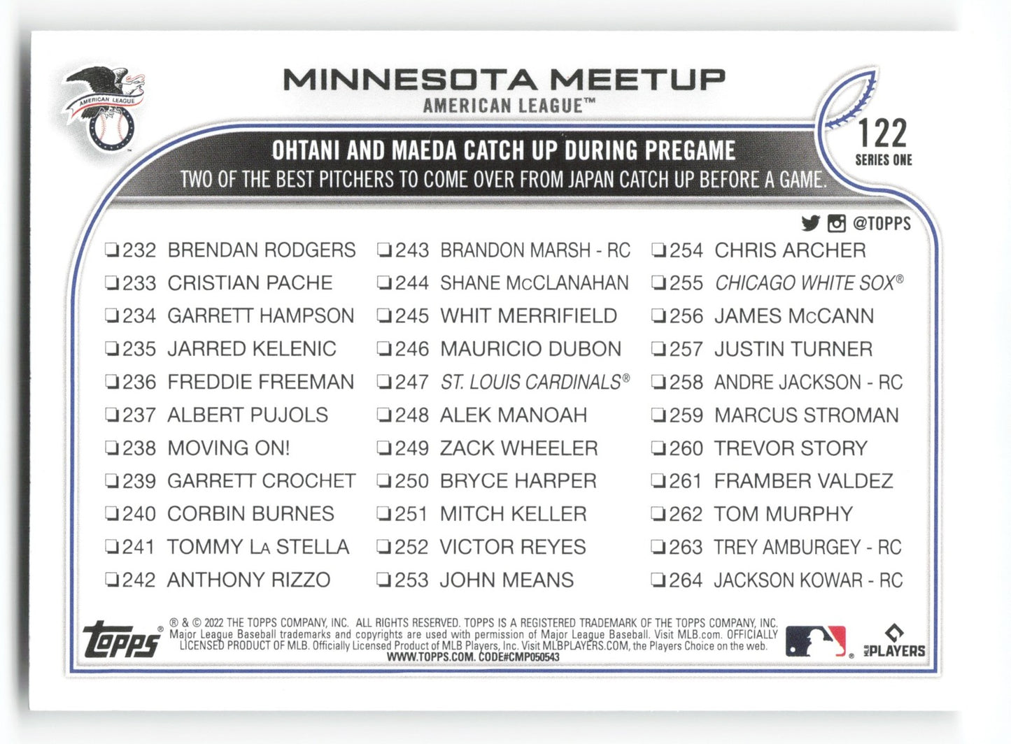 2022 Topps Minnesota Meetup Los Angeles Angels/Minnesota Twins #122