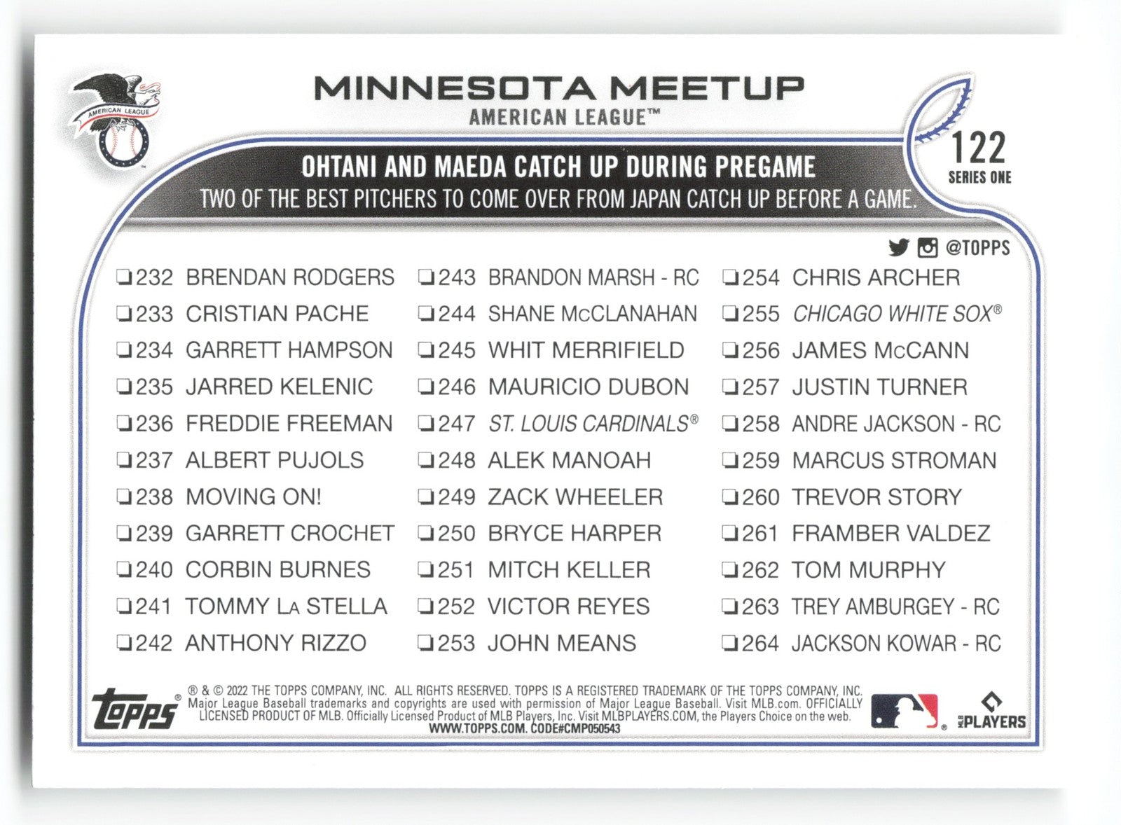2022 Topps Minnesota Meetup Los Angeles Angels/Minnesota Twins #122
