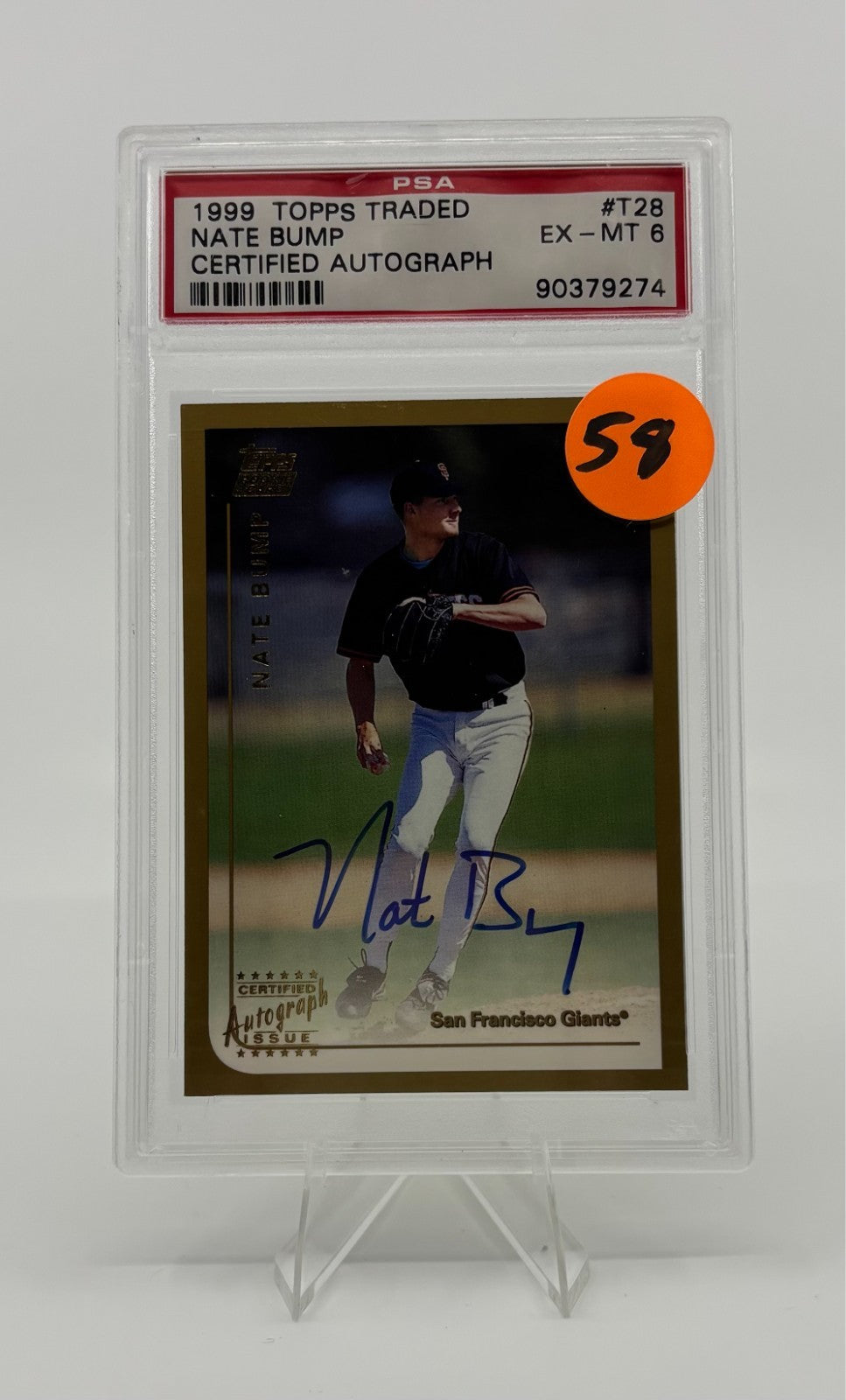 1999 Topps Traded - Nate Bump #T28 Autographs (AU, RC) PSA 6