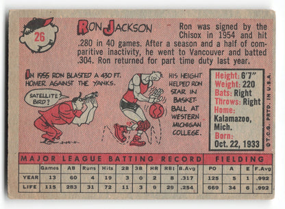 1958 Topps Ron Jackson Chicago White Sox #26