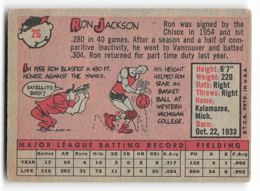 1958 Topps Ron Jackson Chicago White Sox #26