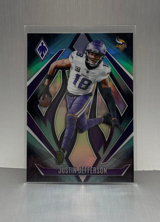 Justin Jefferson 2024 Panini Phoenix Teal Fade /72 Prizim #91 Vikings