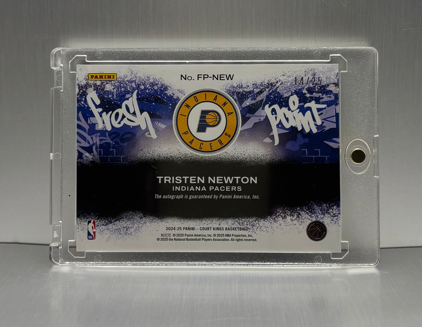 2024 Panini Court Kings (24-25) Fresh Paint Sapphire /25 Tristen Newton Indiana Pacers Auto
