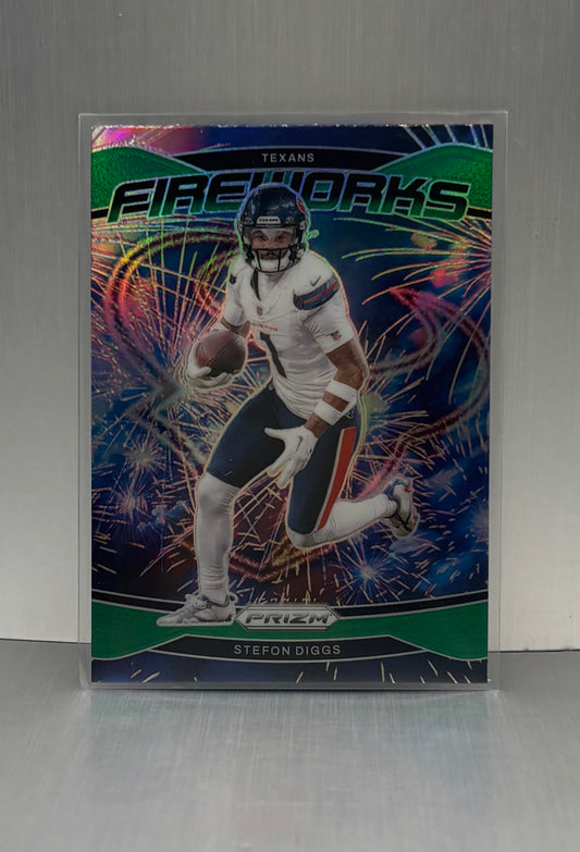 2024 Panini Prizm Fireworks Green Prizm #9 Stefon Diggs