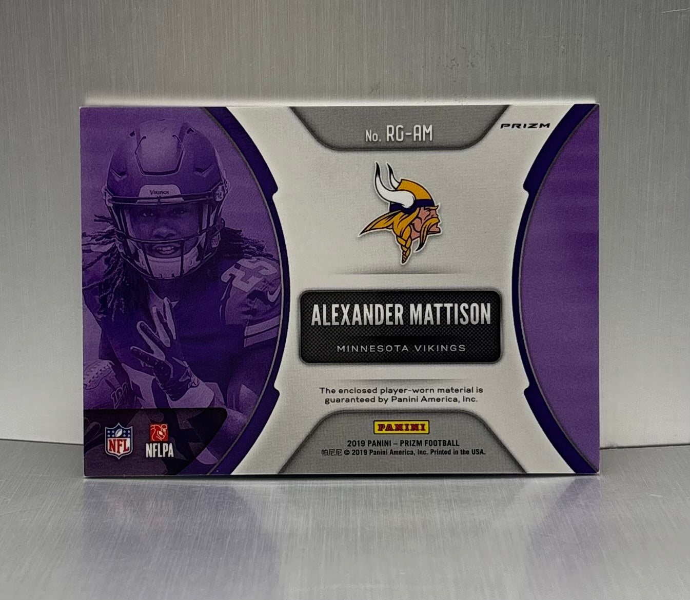 2019 Panini Prizm Rookie Gear #14 Alexander Mattison Patch