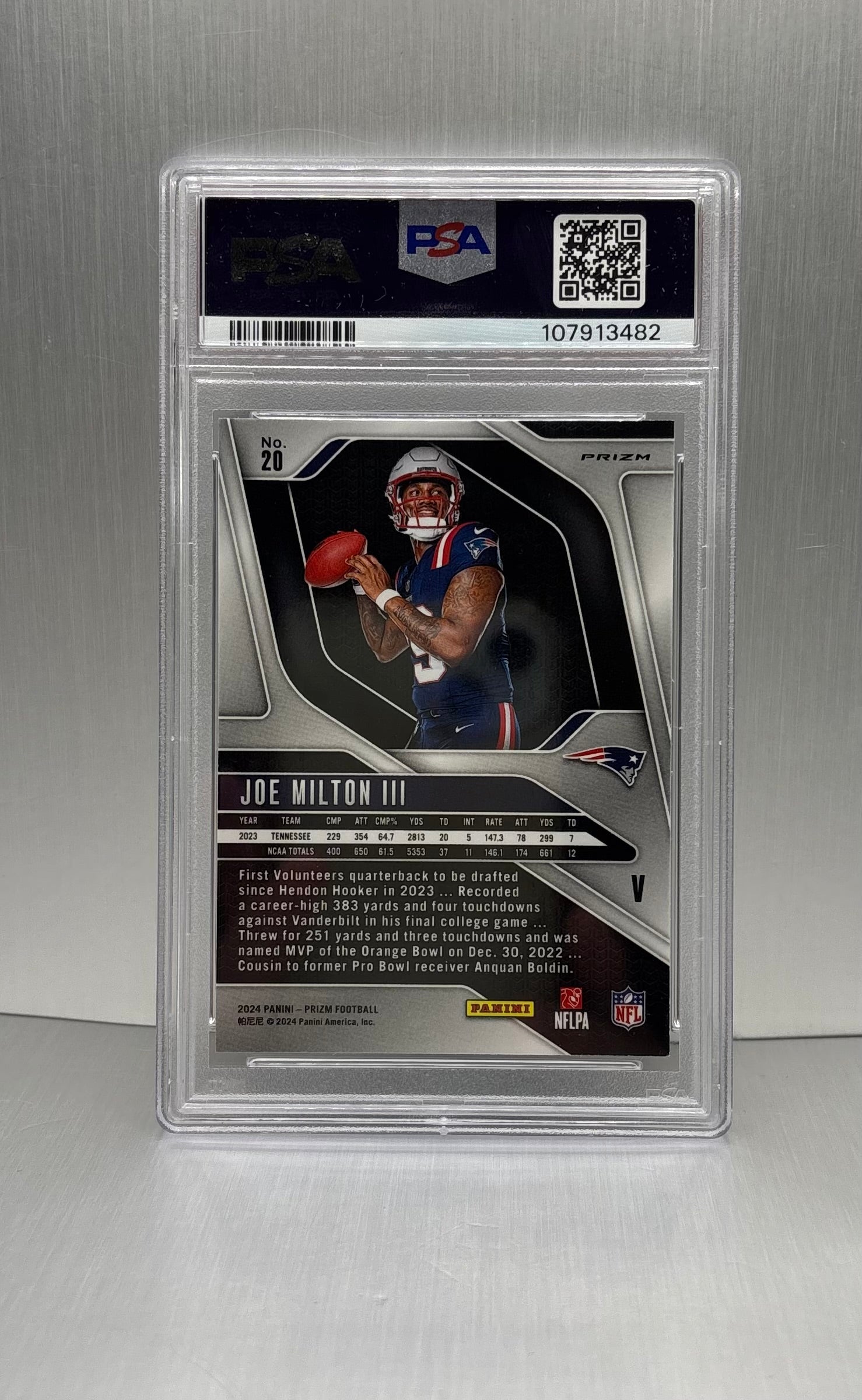 2024 Prizm Rookie Variation #20 Joe Milton III No Huddle Rookie Card PSA 9 LOW POP
