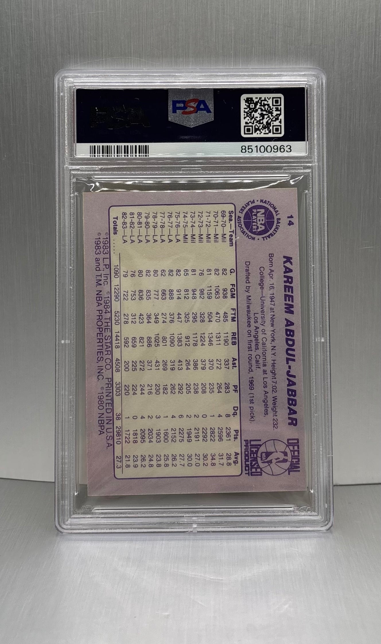 1983-84 Star Kareem Abdul-Jabbar PSA 8