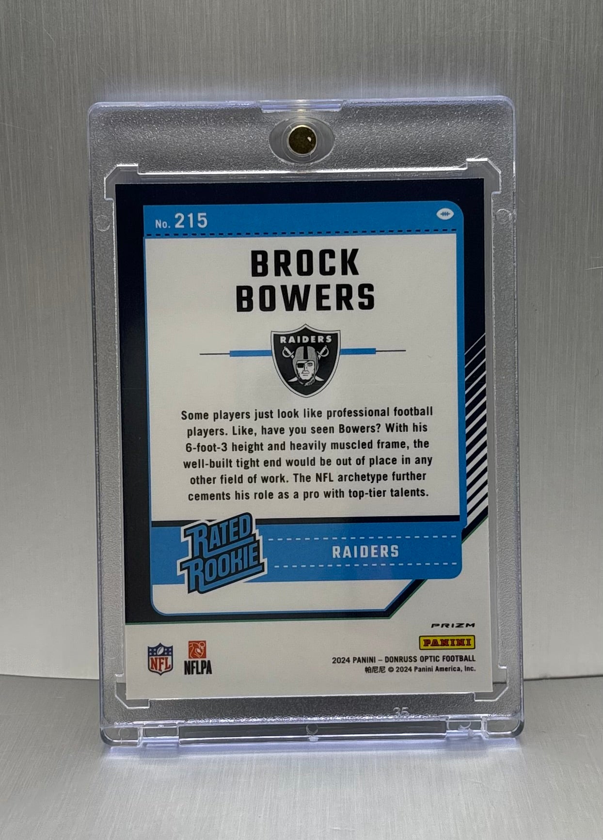 2024 panini Donruss Optic Rated Rookie Blue Scope Prizm #215 Brock Bowers  Rookie Card