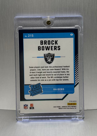2024 panini Donruss Optic Rated Rookie Blue Scope Prizm #215 Brock Bowers  Rookie Card