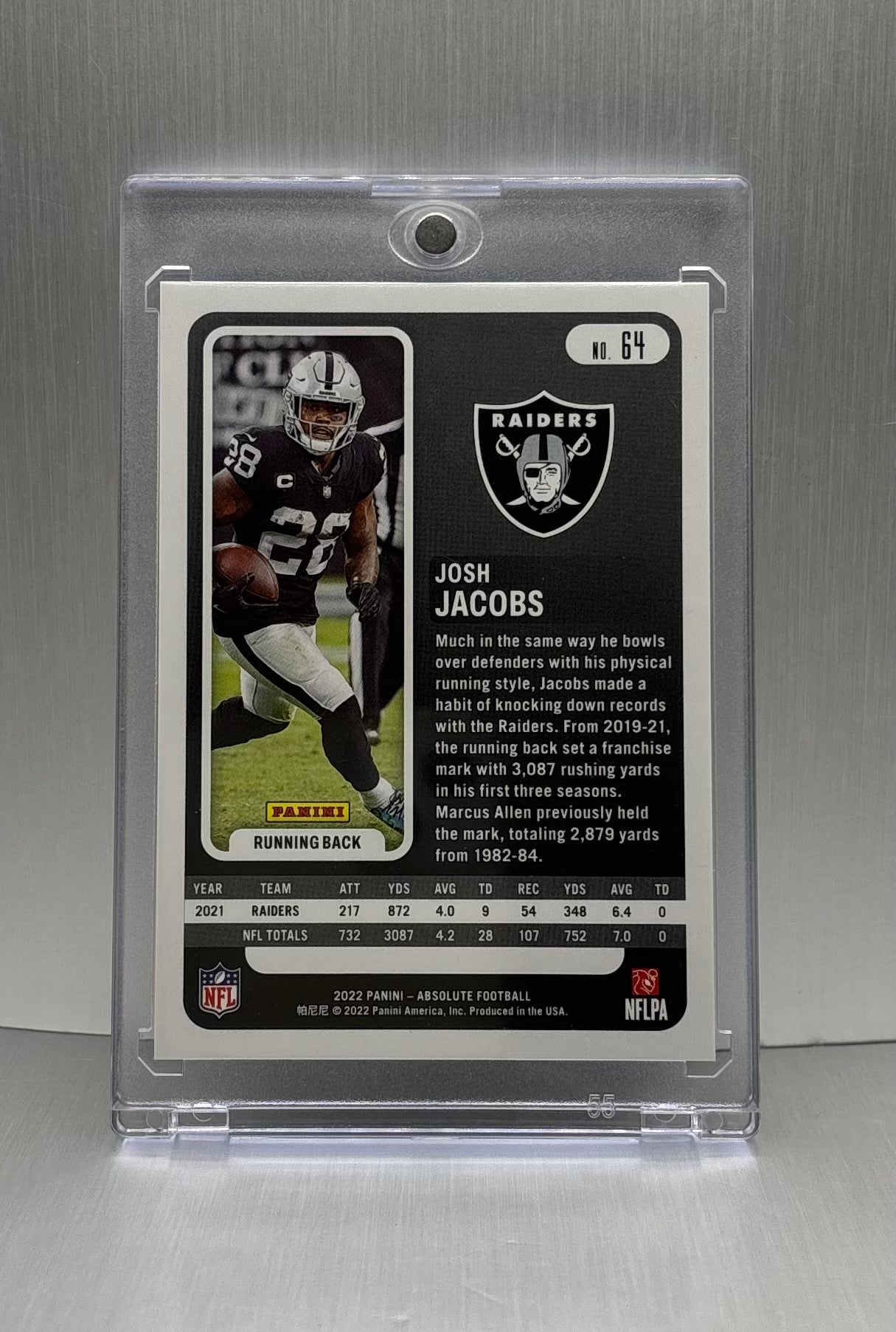 2022 Panini Absolute Spectrum Blue #64 Josh Jacobs /50