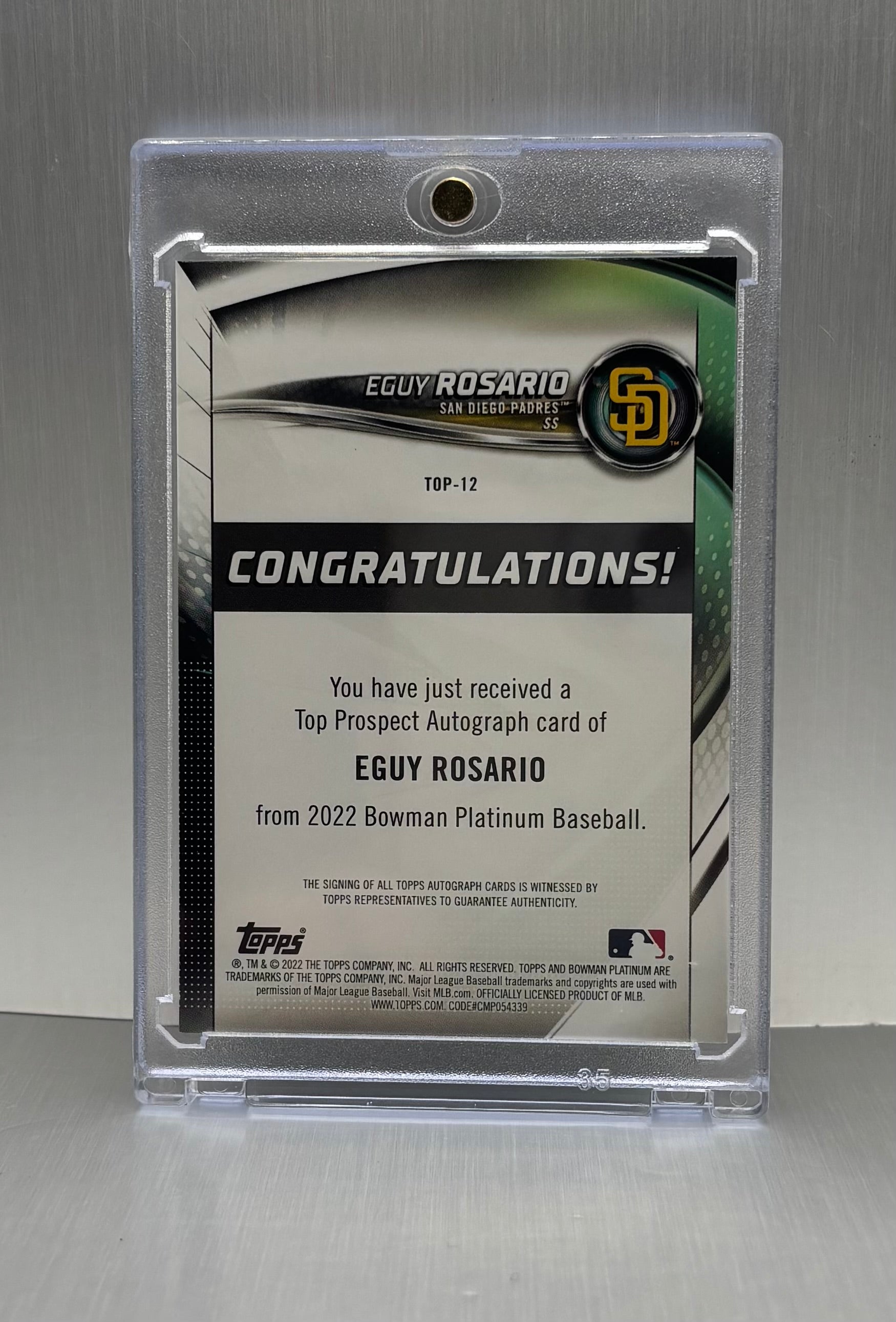 2022 Bowman Platinum Top Prospects Auto #Top-12 Eguy Roasario Rookie card