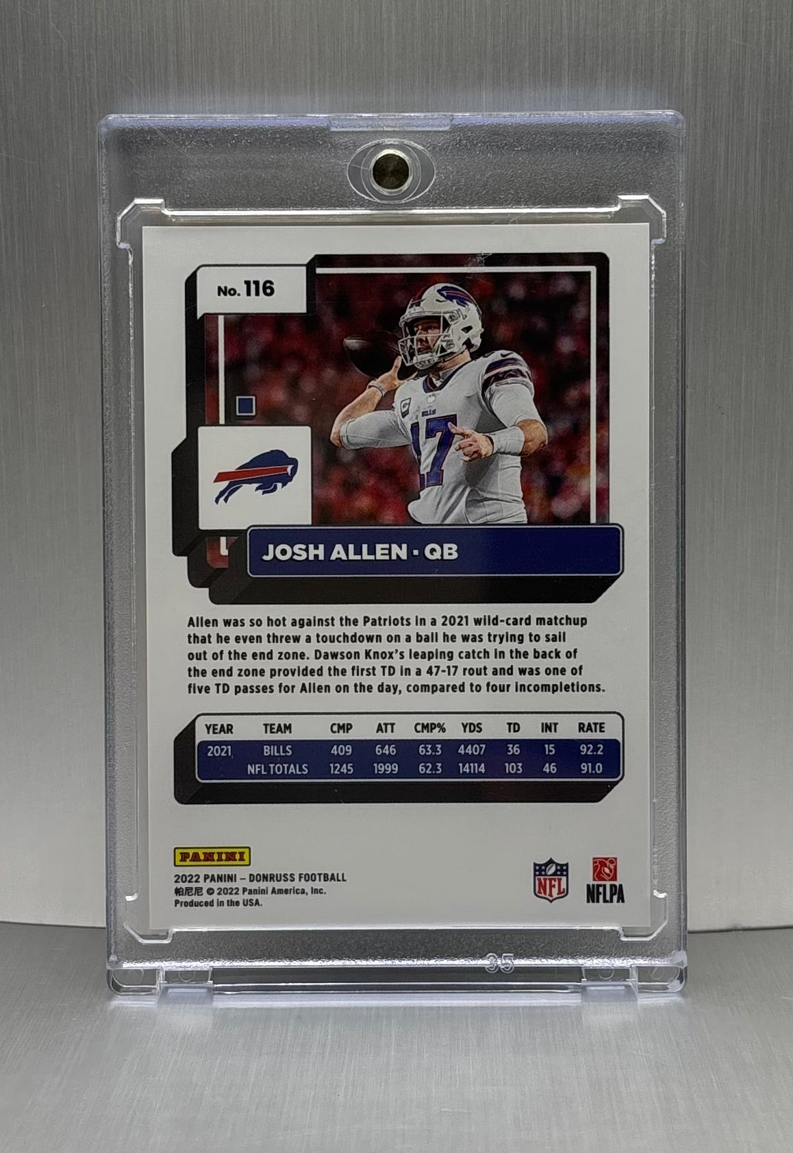 2022 Panini Donruss Press Proof Premium #116 Josh Allen