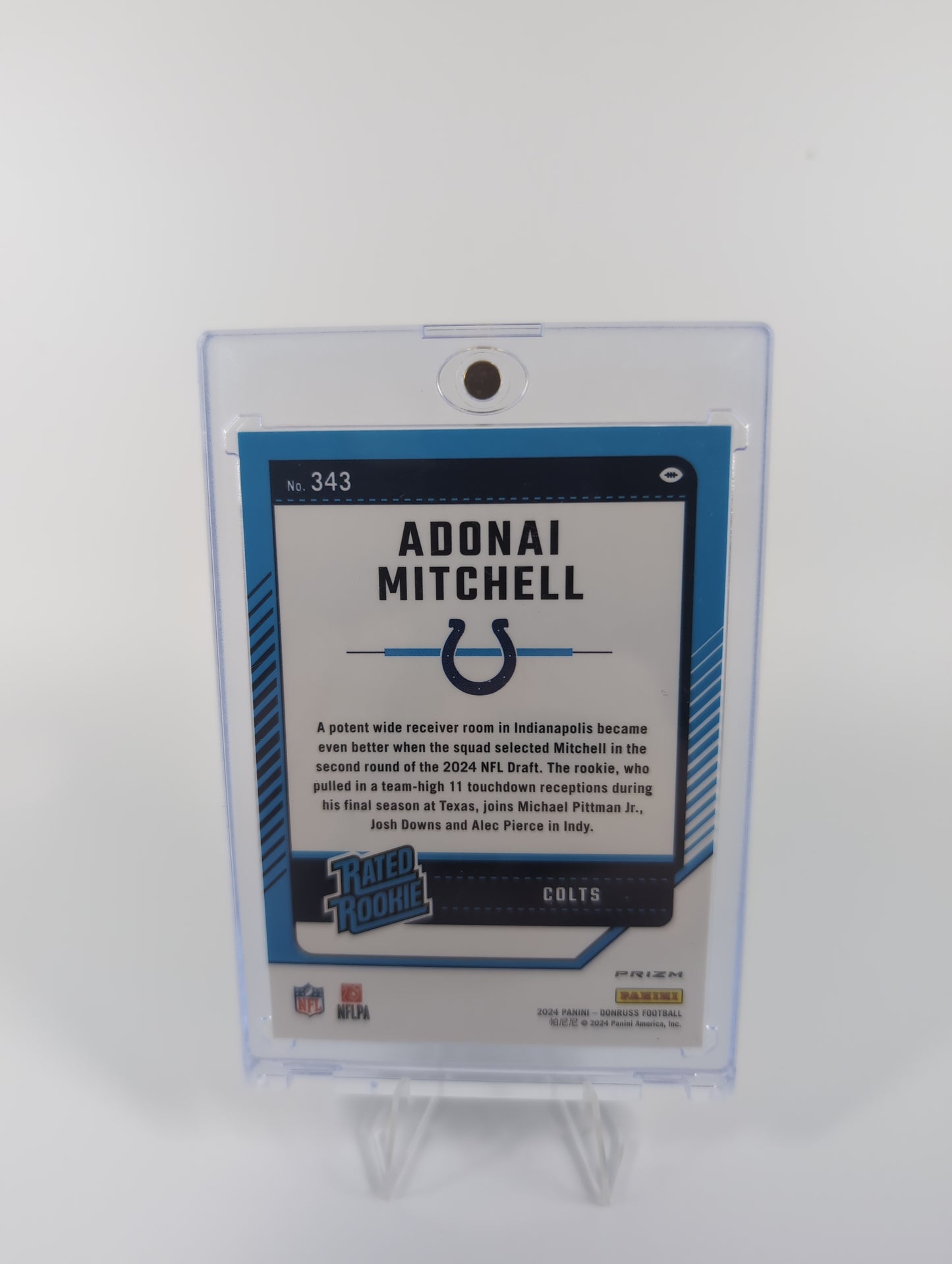 2024 Panini Donruss - Rated Rookie Adonai Mitchell #343 Optic Preview Blue Scope