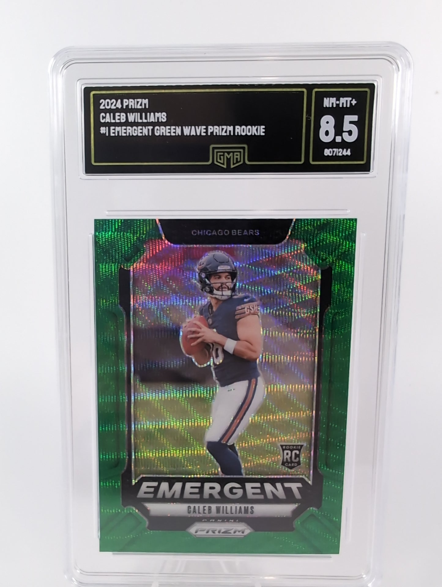 2024 Panini Prizm - Rookies Caleb Williams #301 Green Wave Prizm (RC) GMA 8.5