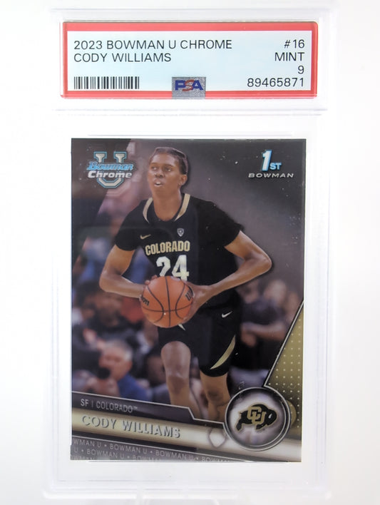 2023-24 Bowman University Chrome - Cody Williams #16 (RC) PSA 9