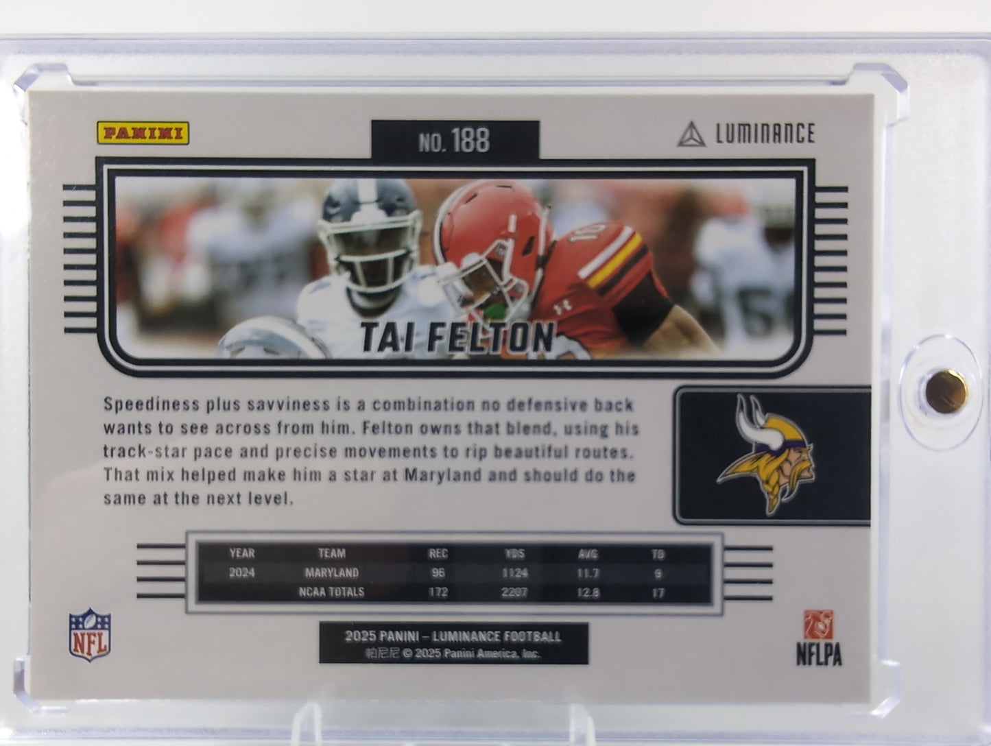 2025 Panini Luminance – Tai Felton Rookie Horizontal #188 (Base RC)