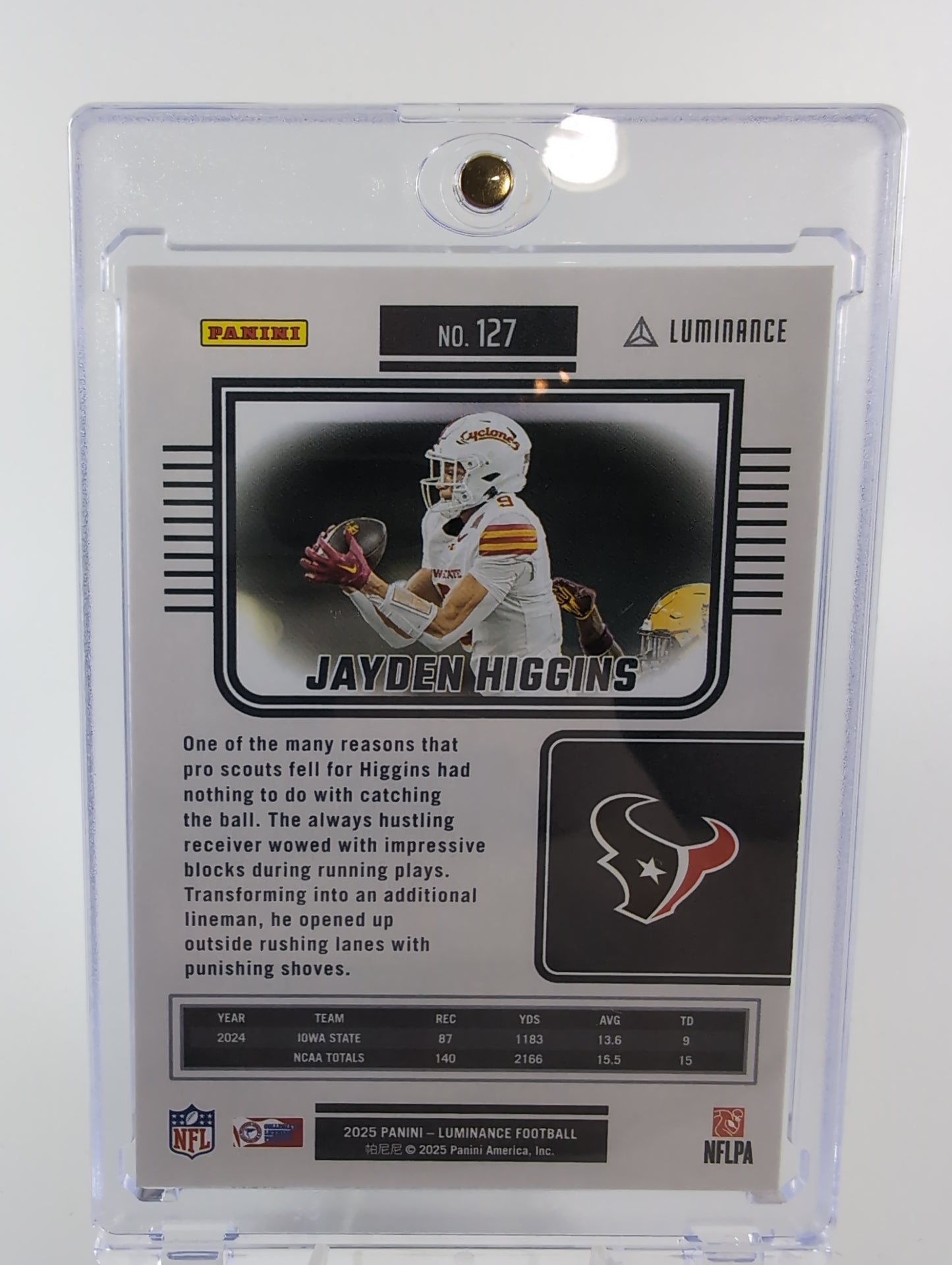 2025 Panini Luminance #127 Jayden Higgins RC
