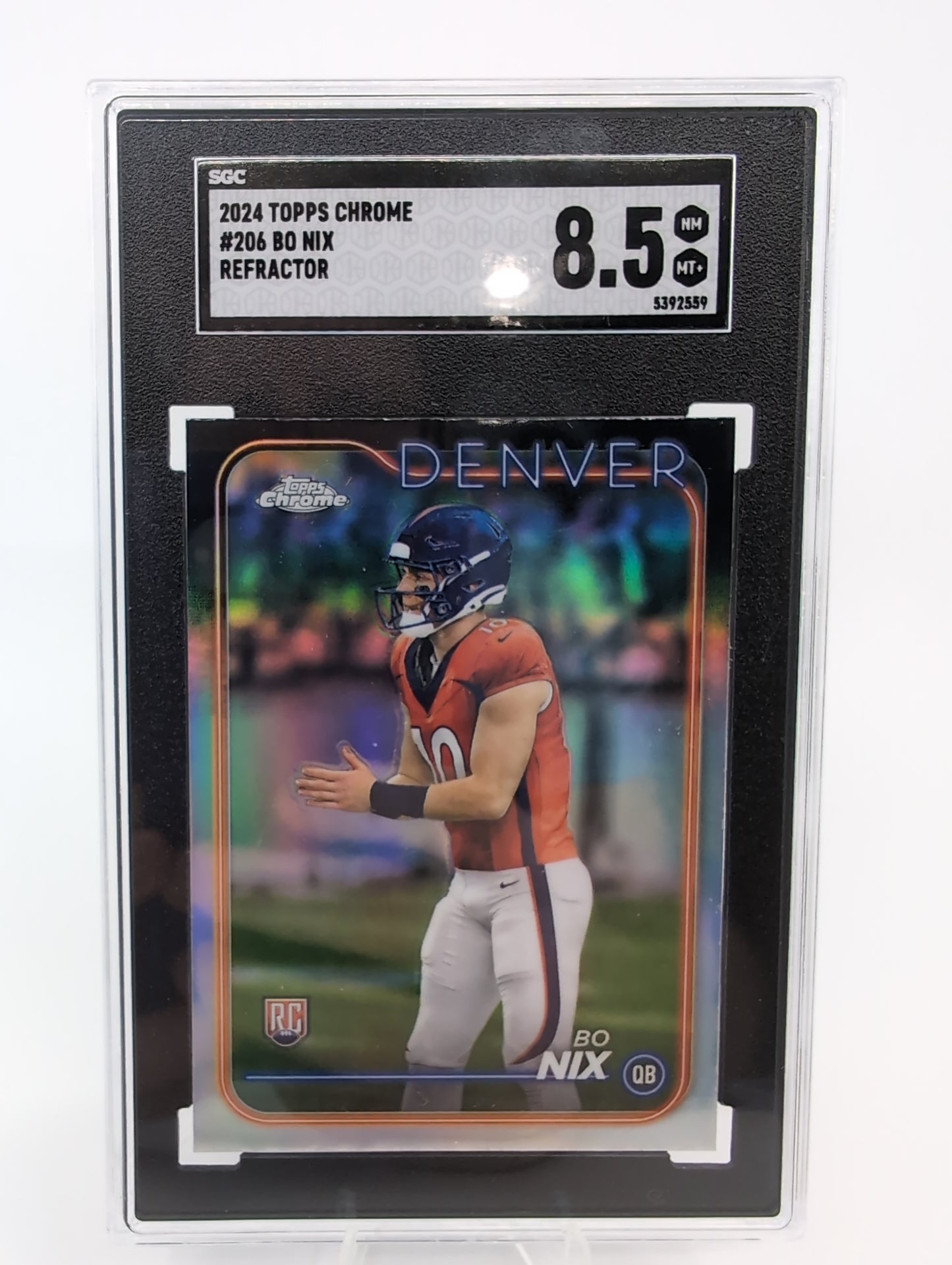 2024 Topps Chrome - Rookies Bo Nix #206 Refractor (RC) SGC 8.5