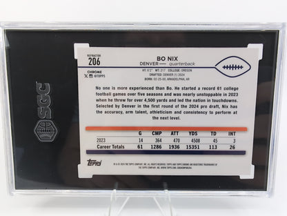 2024 Topps Chrome - Rookies Bo Nix #206 Refractor (RC) SGC 8.5