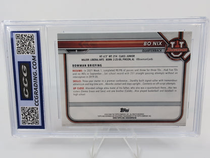 2021-22 Bowman University Bo Nix 1st Topps rookie #8 Denver Broncos RC CCG 10