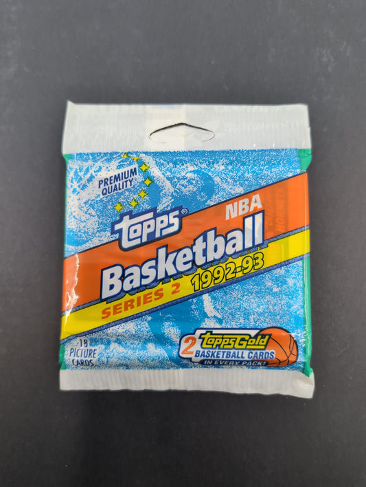 1992-93 Topps NBA Basketball Series 2 Jumbo Pack - 2 Gold Cards Included