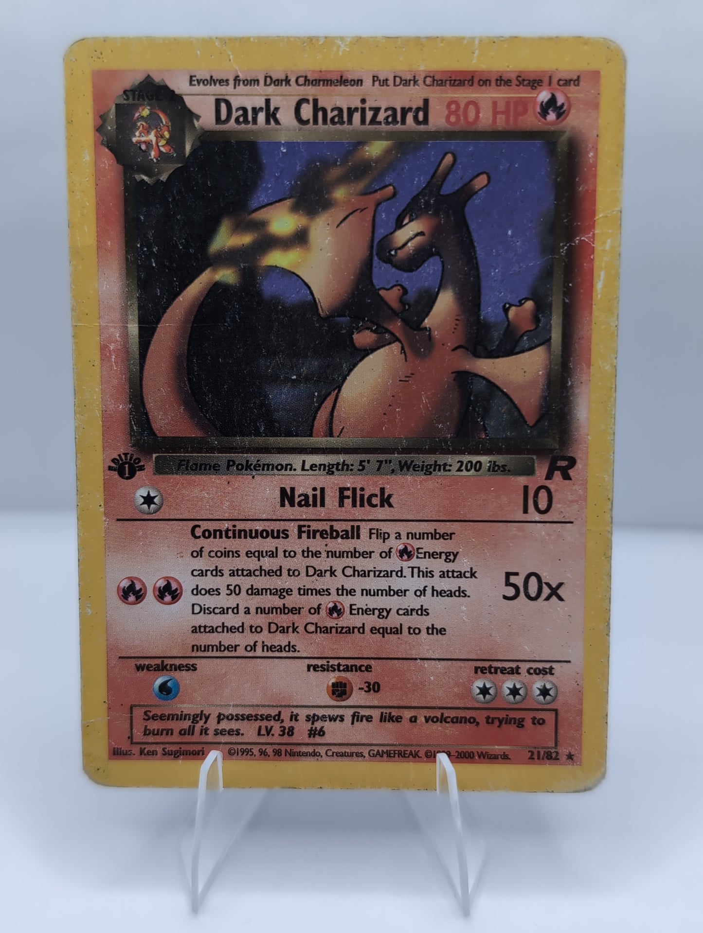 2000 - Pokemon Team Rocket 1st Edition - Dark Charizard 21/82 Rare - WOTC