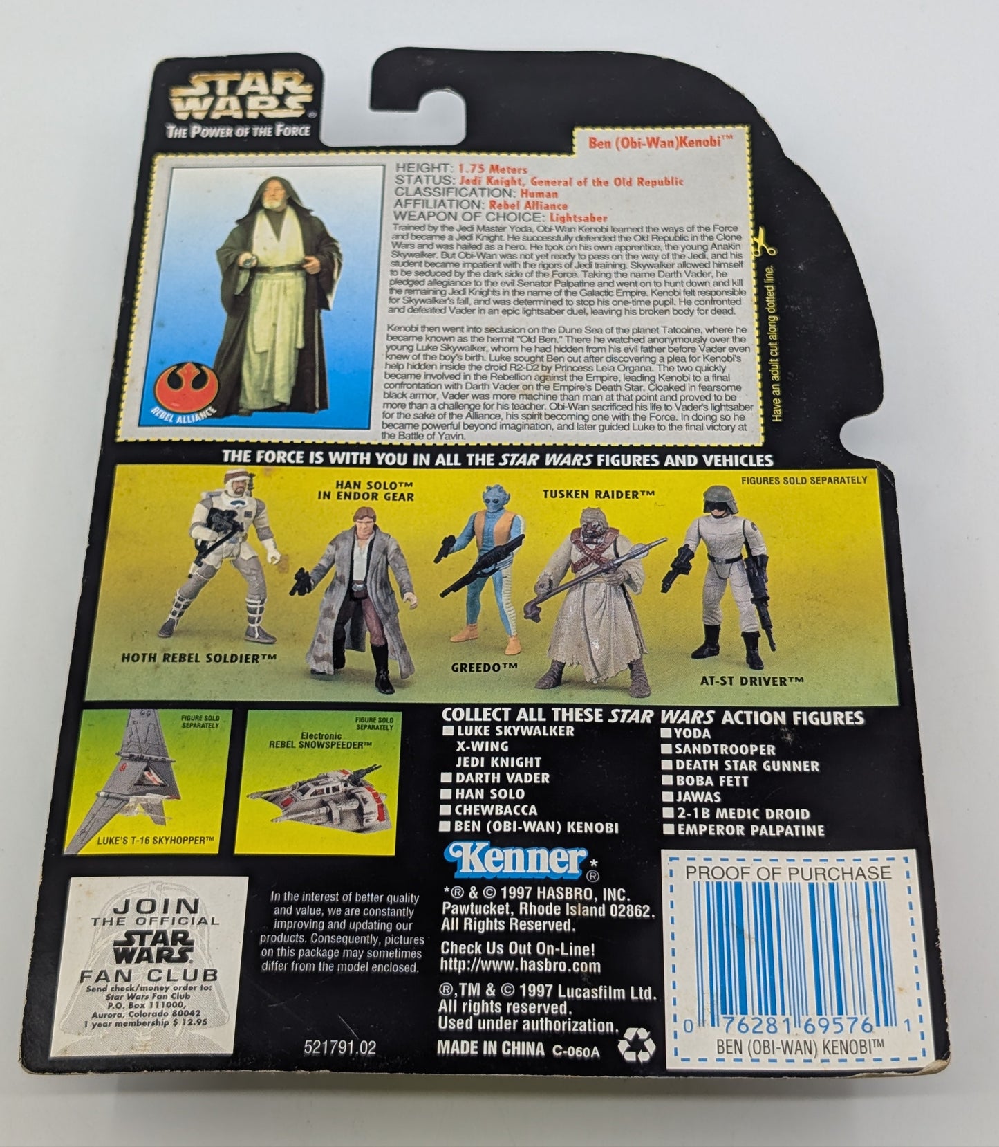 1997 - Star Wars POTF - Ben Obi-Wan Kenobi Lightsaber Removable Cloak - Kenner